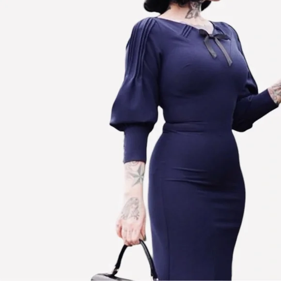 NWT Stop Staring 30s Style Navy Dress Size Small - Picture 16 of 16